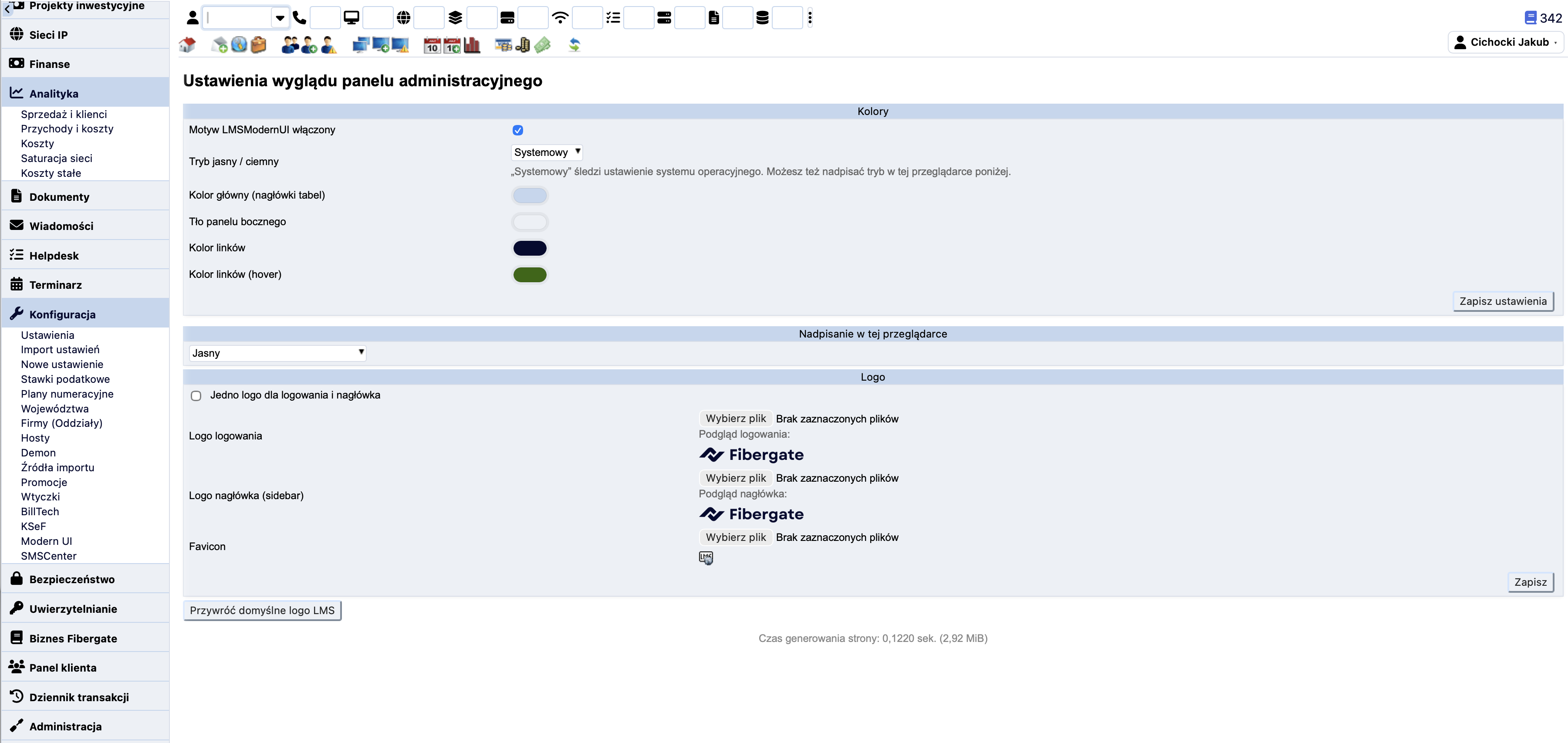 LMS Modern UI — ustawienia kolorów i logo